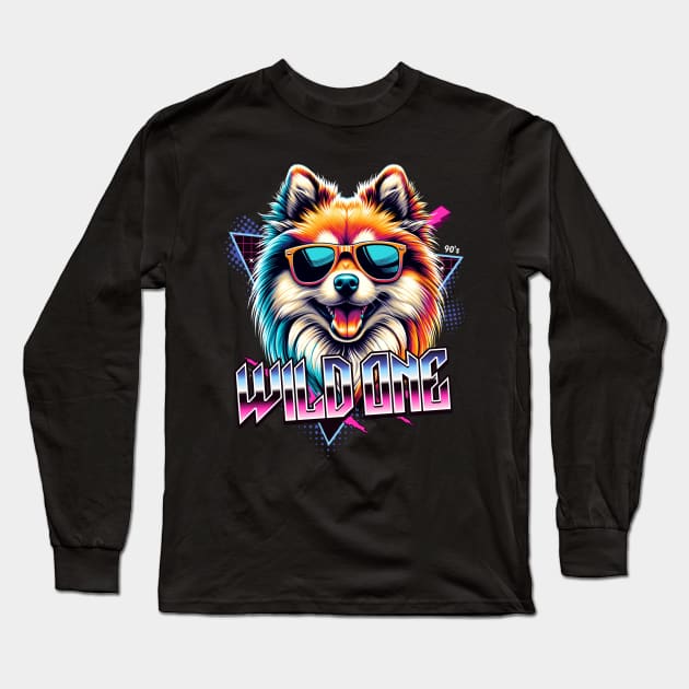 Wild One Finnish Spitz Dog Long Sleeve T-Shirt by Miami Neon Designs